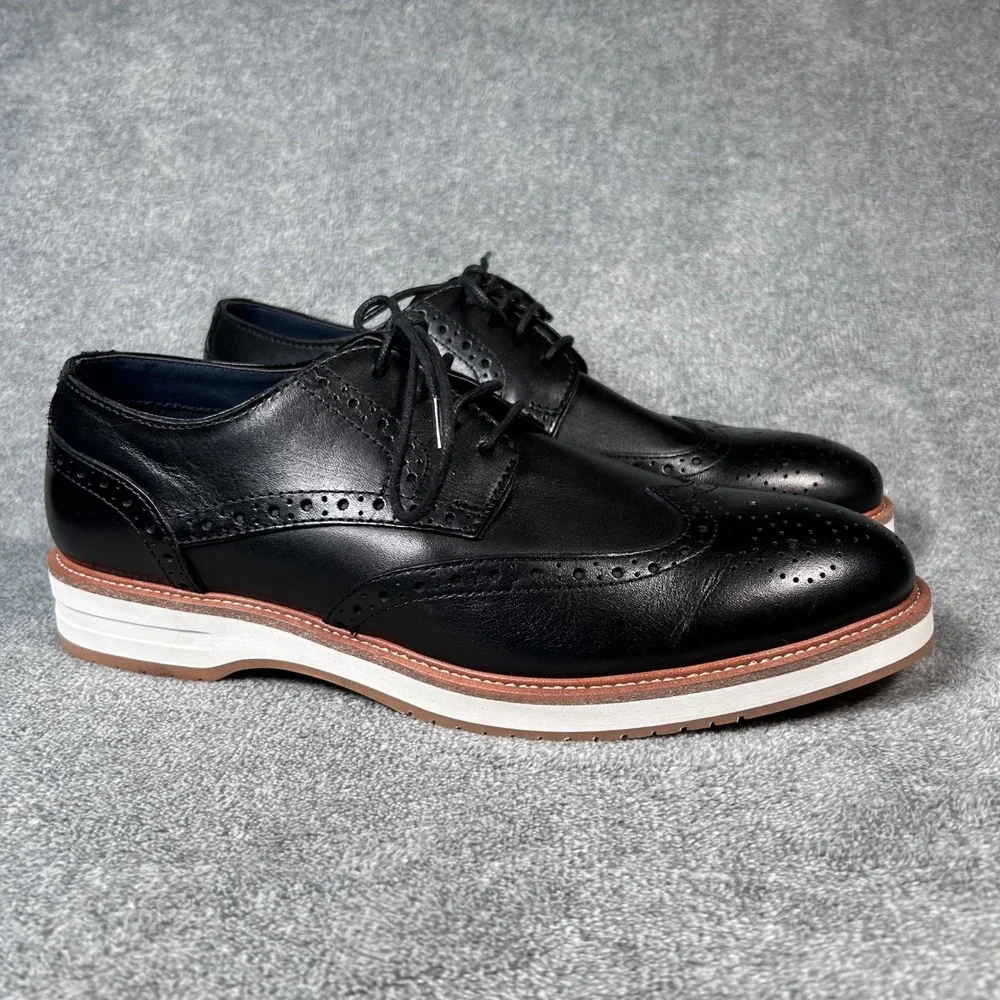 Jos A Bank Wingtip Derby Oxford Dress Shoes Mens Black Leather 9.5 42T4 01 - New